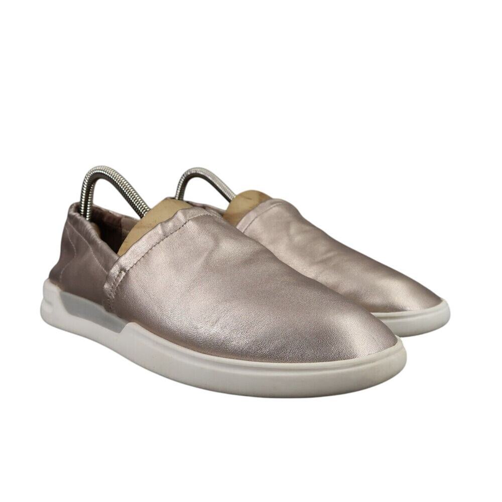 Donald Pliner Shoes Womens 8 Slip On Sneakers Loafer Metallic Leather Gene Flats